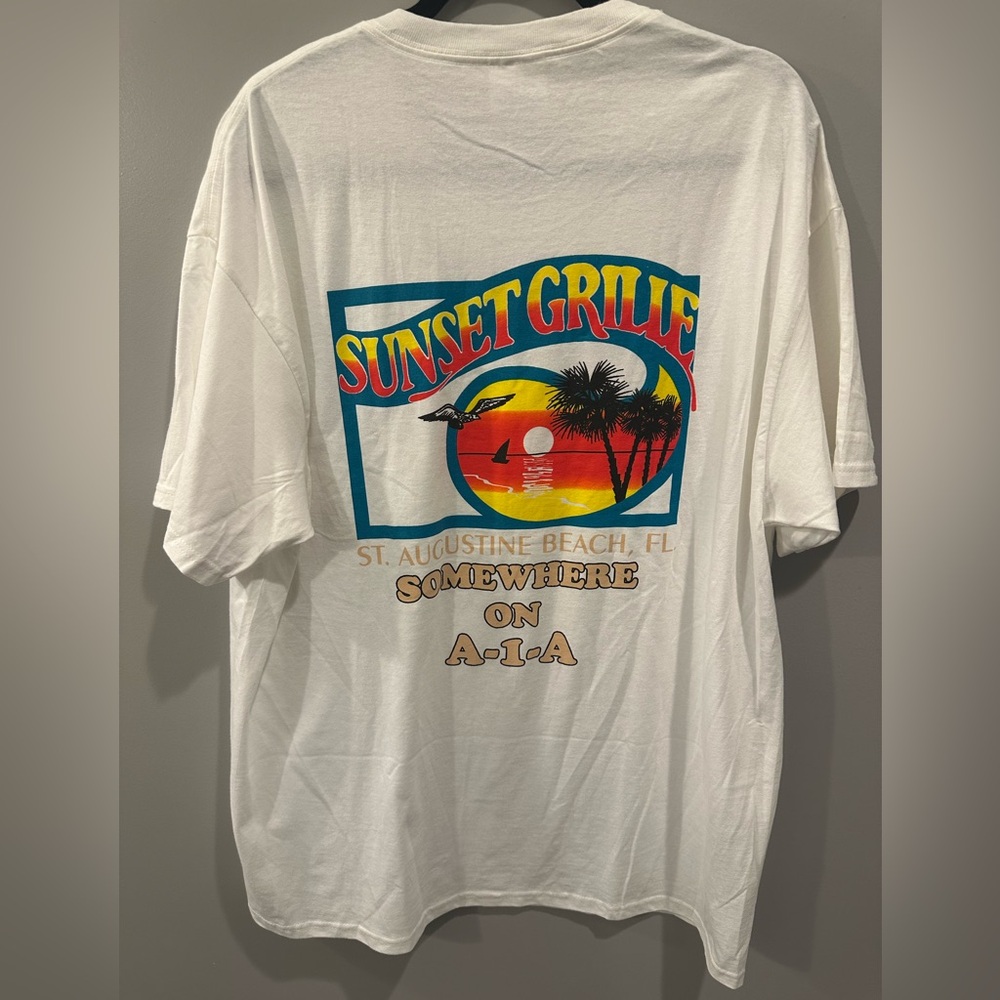 Hanes Sunset Grille St. Augustine FL Short Sleeve Tee White Size XL